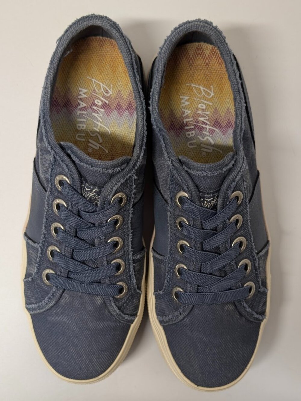 Blowfish Malibu Super Smile Lace-Up Platform Sneakers In Newport Blue Canvas